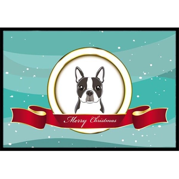 Carolines Treasures BB1513JMAT Boston Terrier Merry Christmas Indoor & Outdoor Mat; 24 x 36 in. BB1513JMAT - main